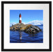 Leuchtturm mit Robben Passepartout Quadratisch 40x40