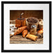 Aromatischer Kaffee mit Croissant Passepartout Quadratisch 40x40