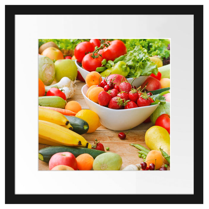 Buntes Obst und Gemüse Passepartout Quadratisch 40x40