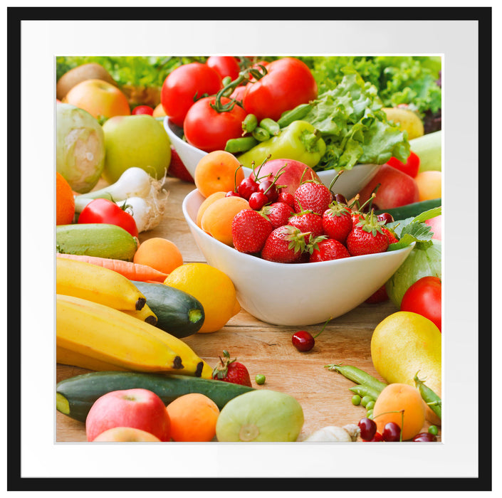 Buntes Obst und Gemüse Passepartout Quadratisch 70x70
