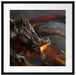 Kampf zwischen Mensch und Drache Passepartout Quadratisch 55x55