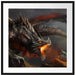 Kampf zwischen Mensch und Drache Passepartout Quadratisch 70x70