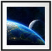 Erde und Mond im All Passepartout Quadratisch 55x55