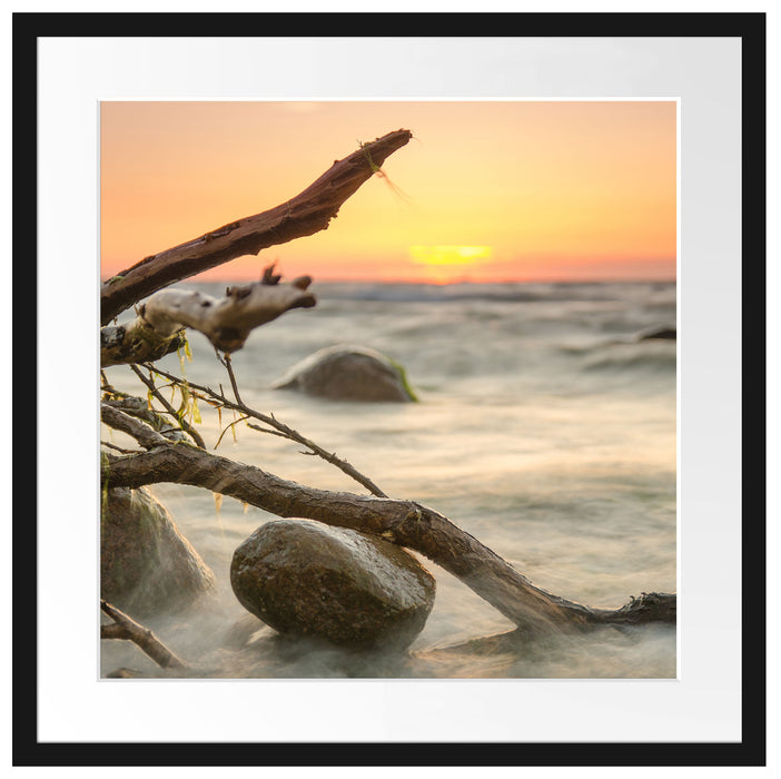 Ruhige See mit Nebel Passepartout Quadratisch 55x55