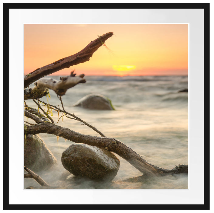 Ruhige See mit Nebel Passepartout Quadratisch 70x70