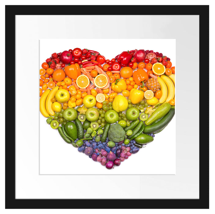 Früchteregenbogenherz Passepartout Quadratisch 40x40