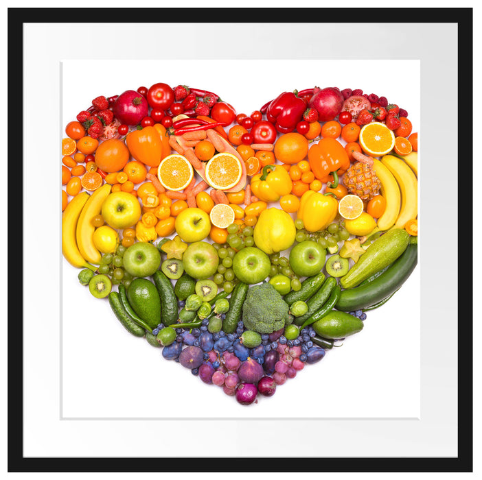 Früchteregenbogenherz Passepartout Quadratisch 55x55