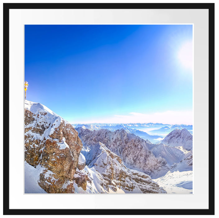Zugspitze im Sonnenlicht Passepartout Quadratisch 70x70