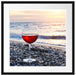 Weinglas am Strand Passepartout Quadratisch 55x55