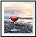 Weinglas am Strand Passepartout Quadratisch 70x70