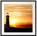 Leuchtturm im Sonnenuntergang Passepartout Quadratisch 70x70