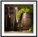 Fässer mit Weintrauben und Wein Passepartout Quadratisch 70x70
