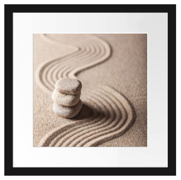 Wellenmuster im Sand Passepartout Quadratisch 40x40