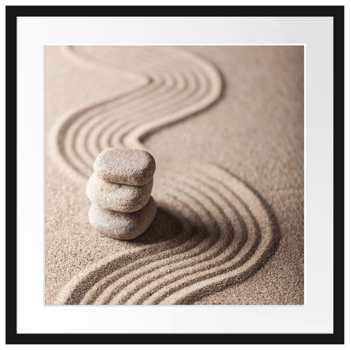 Wellenmuster im Sand Passepartout Quadratisch 55x55