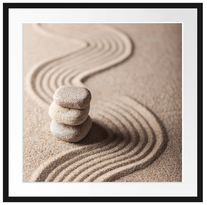 Wellenmuster im Sand Passepartout Quadratisch 70x70