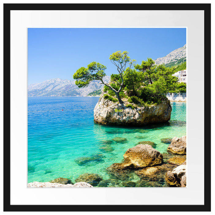 Dalmatia Strand in Kroatien Passepartout Quadratisch 55x55