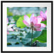 rosa Lotusblüte im Teich Passepartout Quadratisch 55x55