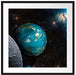 Planet Erde im Kosmos Passepartout Quadratisch 70x70