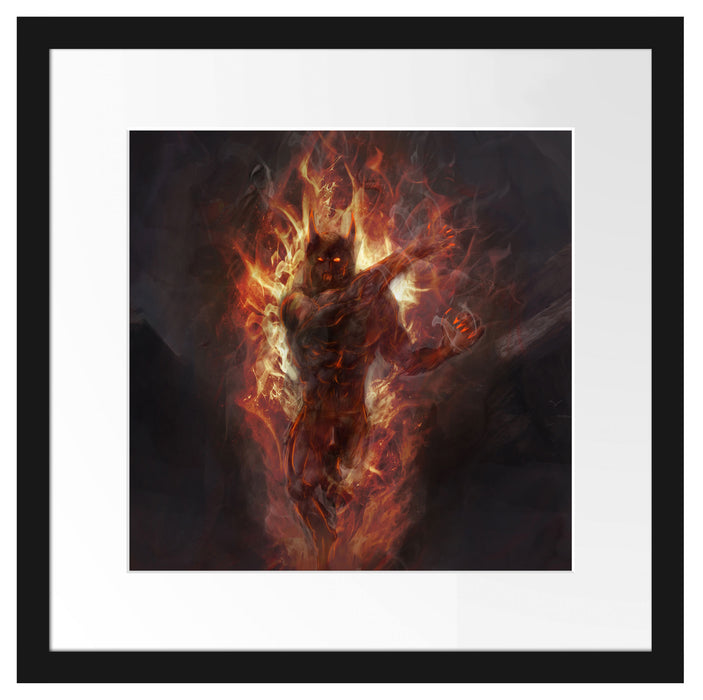 Verdunkelter Dämon des Feuers Passepartout Quadratisch 40x40