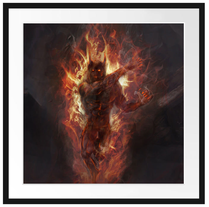 Verdunkelter Dämon des Feuers Passepartout Quadratisch 70x70