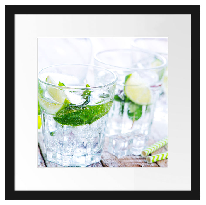 Mojito-Gläser mit Minze Passepartout Quadratisch 40x40