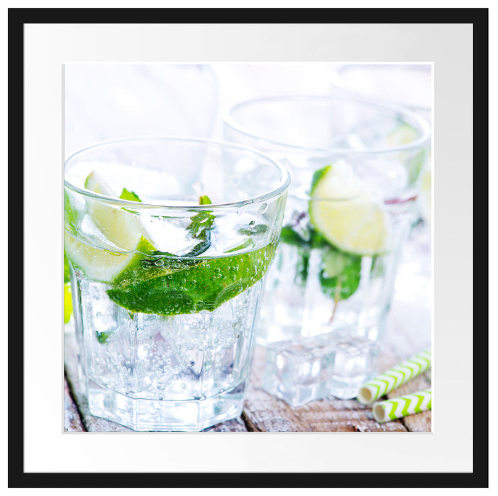 Mojito-Gläser mit Minze Passepartout Quadratisch 55x55
