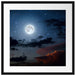 Leuchtender Mond am Nachthimmel Passepartout Quadratisch 55x55