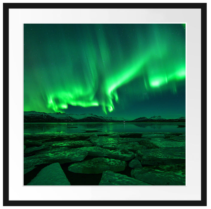 Polarlicht am Himmel Passepartout Quadratisch 70x70