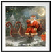 Weihnachtsmann mit Geschenken Passepartout Quadratisch 70x70