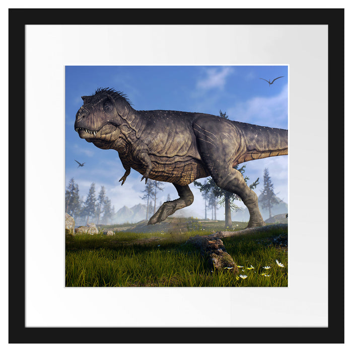T-Rex Dinosaurier in der Natur Passepartout Quadratisch 40x40
