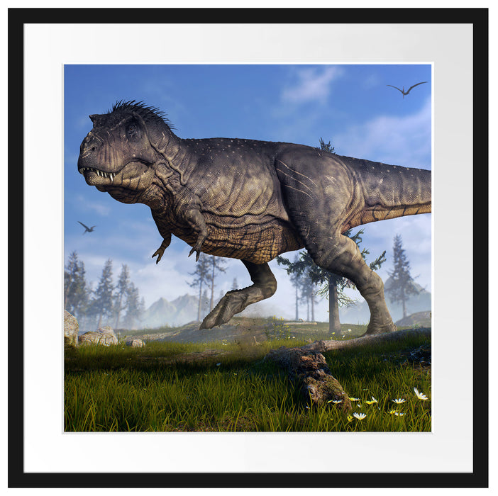 T-Rex Dinosaurier in der Natur Passepartout Quadratisch 55x55