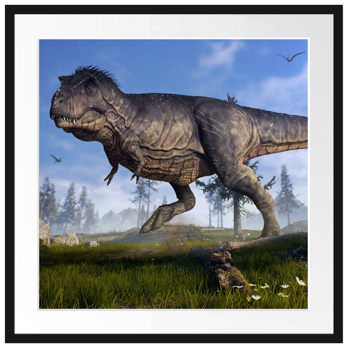 T-Rex Dinosaurier in der Natur Passepartout Quadratisch 70x70