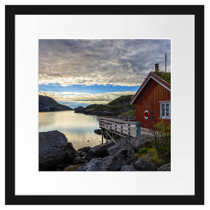 Sonnenaufgang am Fjord Norwegens Passepartout Quadratisch 40x40