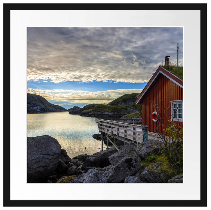 Sonnenaufgang am Fjord Norwegens Passepartout Quadratisch 55x55