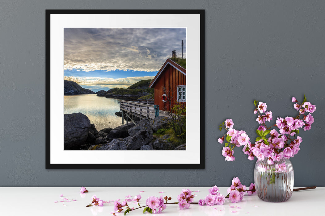 Sonnenaufgang am Fjord Norwegens Quadratisch Passepartout Dekovorschlag