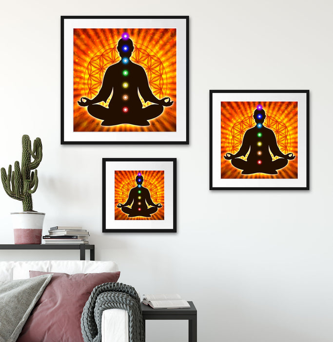 Meditation mit den 7 Chakren Quadratisch Passepartout Wohnzimmer