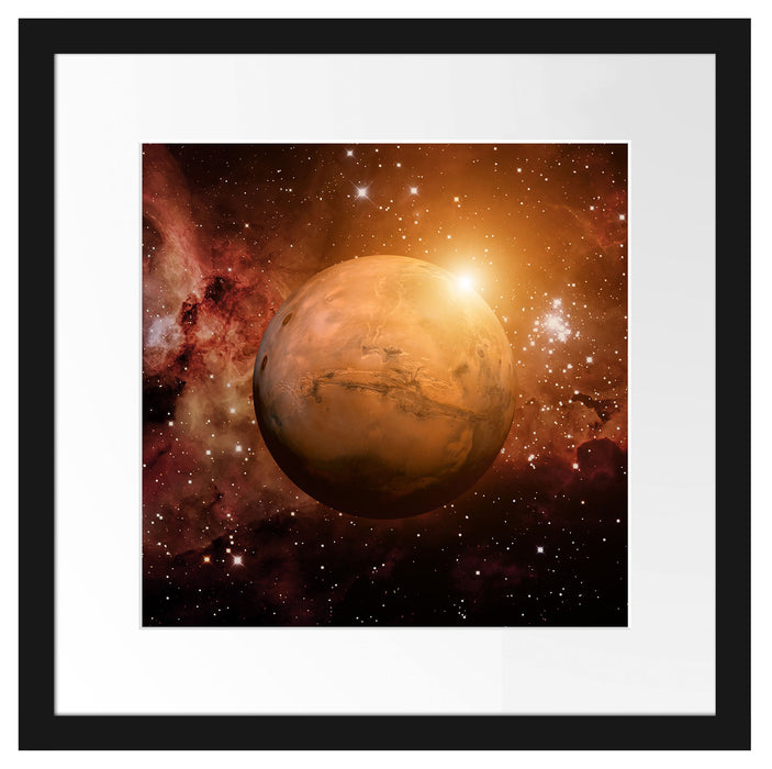 Planet Mars im Universum Passepartout Quadratisch 40x40