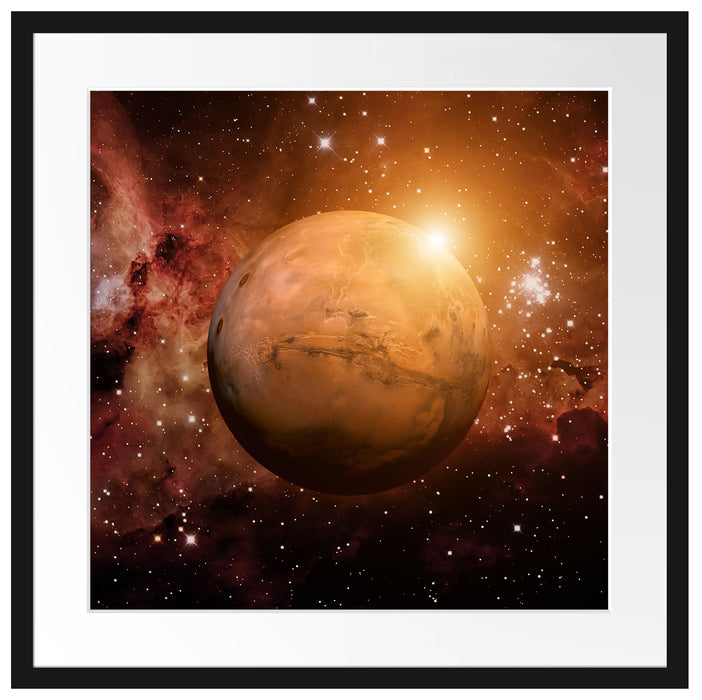 Planet Mars im Universum Passepartout Quadratisch 55x55