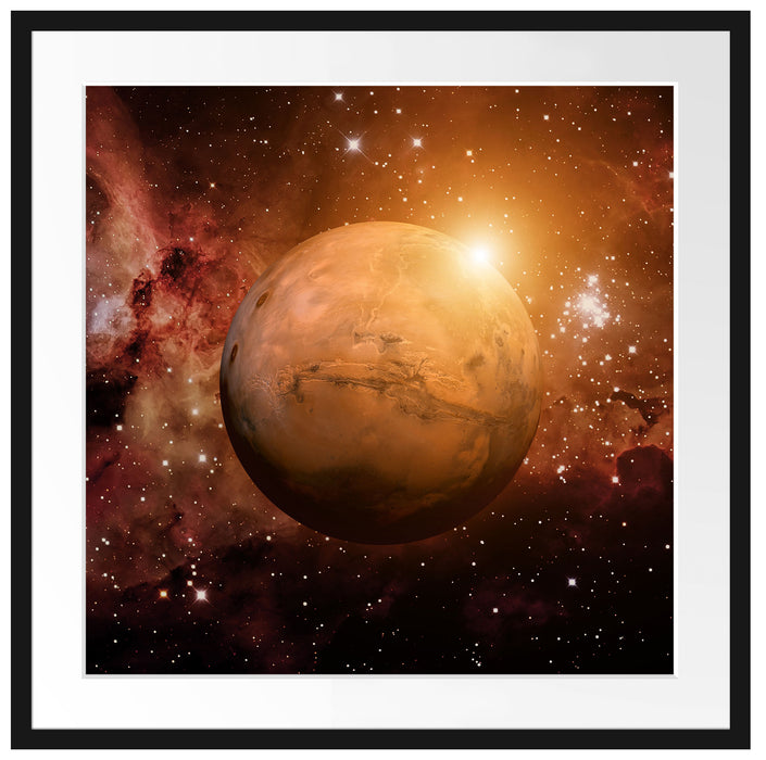 Planet Mars im Universum Passepartout Quadratisch 70x70