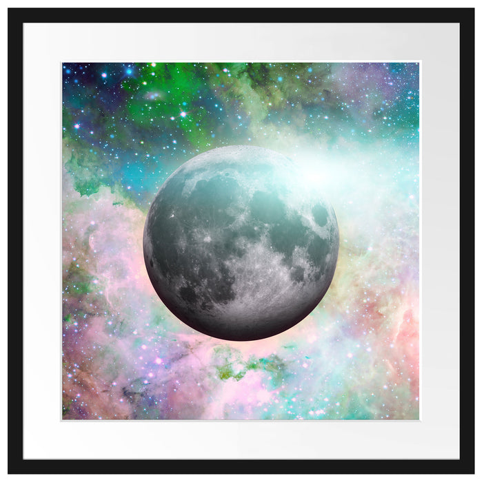 unser Mond im Sternenstaub Passepartout Quadratisch 55x55