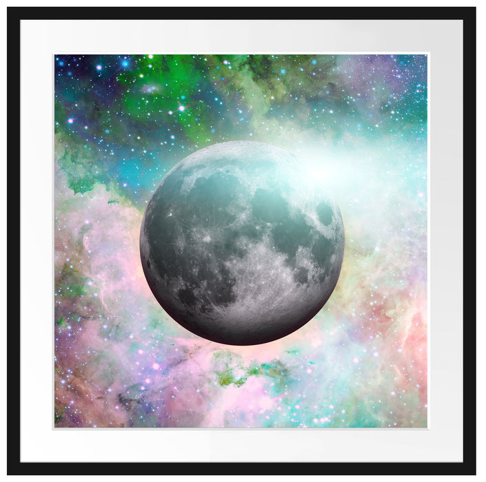 unser Mond im Sternenstaub Passepartout Quadratisch 70x70