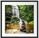 Zen Steine vor Wasserfall Passepartout Quadratisch 55x55