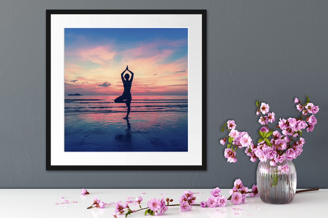 Yoga am Strand Quadratisch Passepartout Dekovorschlag