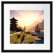 asiatischer Tempel an Fluss Passepartout Quadratisch 40x40