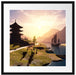 asiatischer Tempel an Fluss Passepartout Quadratisch 55x55