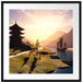 asiatischer Tempel an Fluss Passepartout Quadratisch 70x70