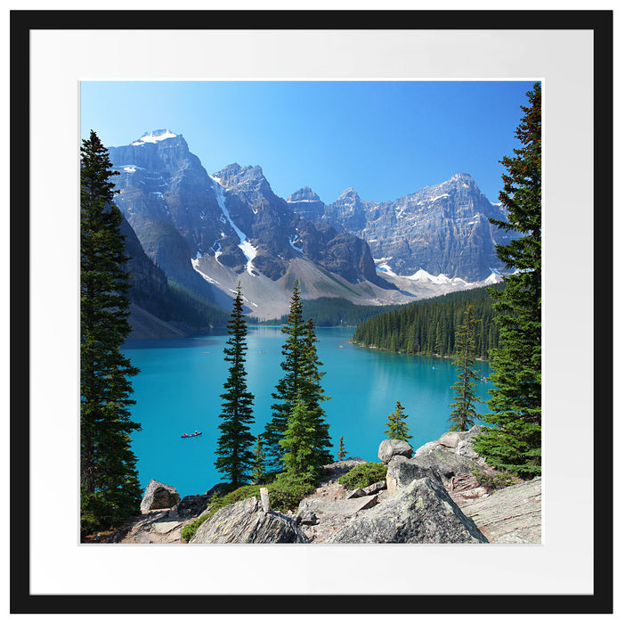 Moraine Lake kanadische Berge Passepartout Quadratisch 55x55