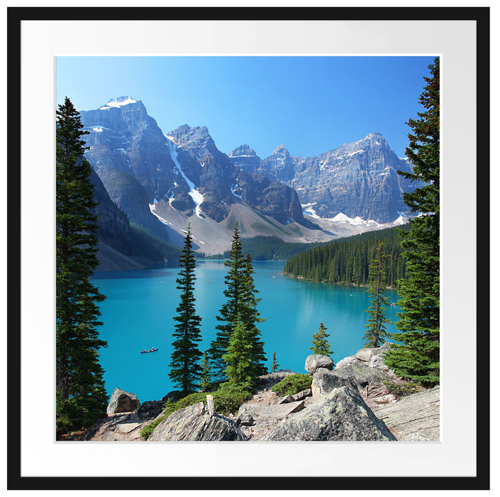 Moraine Lake kanadische Berge Passepartout Quadratisch 70x70