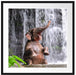 Babyelefant am Wasserfall Passepartout Quadratisch 70x70