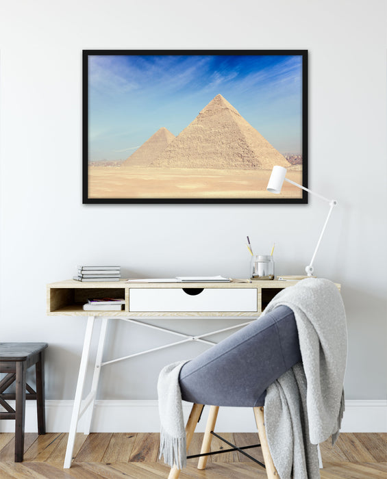 Beeindruckende Pyramiden von Gizeh, Poster mit Bilderrahmen